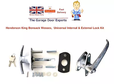 HENDERSON T Bar Handle Garage Door INTERNAL & EXTERNAL Lock Set Repair Kit • £29.95