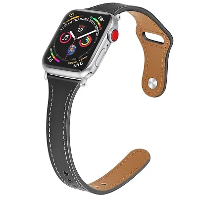 $19.31 • Buy Slim Leather Watch Strap Band Bracelet For Apple IWatch 38/42mm 40/44mm 41/45mm