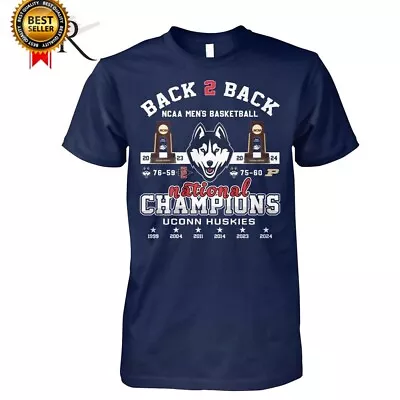 Back-To-Back NCAA Men’s National Champions 2023-2024 Uconn-Shirt-Huskies Us Size • $25.99