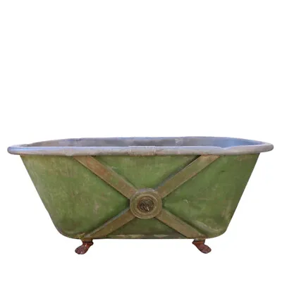 1825 Antique French Empire Green Zinc & Iron Lion Clawfoot Double-End Bathtub • $3430