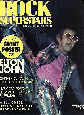 Elton John 36  X 22.5  Poster By Rock Superstars From 1975 New Old Stock / Mint • $8.89