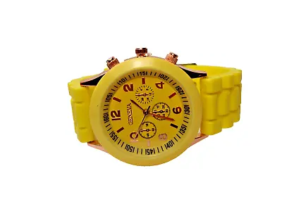 Estate Yellow Sport Quartz Watch Wristwatch Large Dial New Running • $3.99