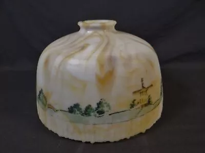 Fine Early 1930's Caramel Slag Glass Hand Decorated Lamp Shade 2  Fitter • $98