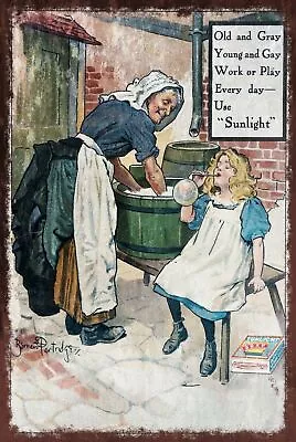 Sunlight Soap Advert Aged Vintage Retro Style Metal Sign Laundry Washing • £3.49