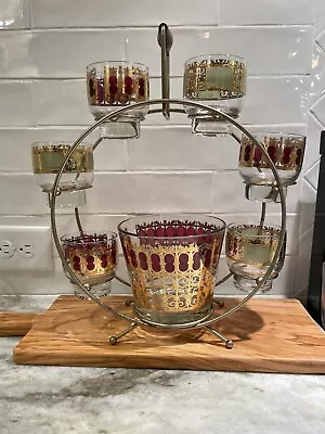 Vintage MCM Mid Century Culver Ferris Wheel Bar Set Hollywood Regency 22k Gold • $175