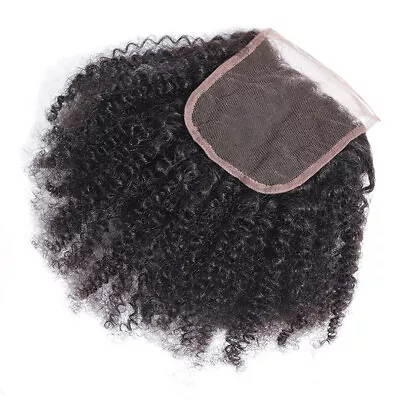 Mongolian Afro Kinky Curl Lace Closure 100% Virgin Human Hair 4x4 Lace Free Part • $32.99