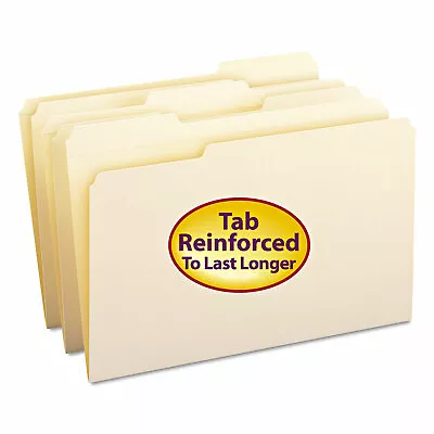 Smead File Folders 1/3 Cut Assorted Reinforced Top Tab Legal Manila 100/Box • $33.69