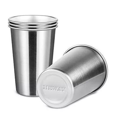 Premium Stainless Steel Cups 16 Oz Pint Cup Tumbler (4 Pack) - Premium Metal Cup • $21.97