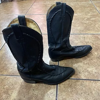Dan Post Cowboy Boots VTG Men's Black Size 9.5 D Black • $39.95