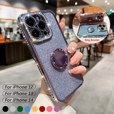 $6.99 • Buy For IPhone 14 Pro Max 13 12 11 XS XR Bling Plating Diamond Case Ring Stand Cover