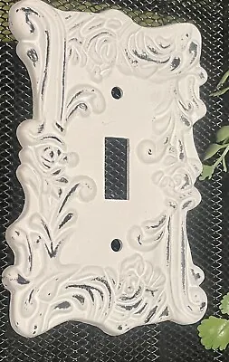 Vintage White Metal Cast Iron Single Switch Scroll Victorian Style Cover Plate • $10.34