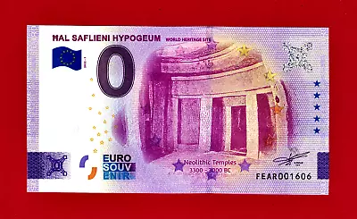 RARE €0 Zero Euro Ħal-Saflieni Hypogeum UNC Souvenir Note - (Pick: FEAR/2022-1) • £9.38