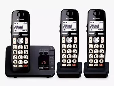 Panasonic KX-TGE823EB Bigger Button Cordless Telephone HAC Answer Machine Trio • £46.99