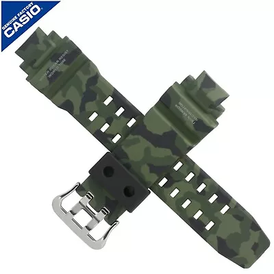 Genuine Casio Watch Strap Band For GA-1100SC GA 1100 GREEN CAMOUFLAGE ORANGE • £69.99
