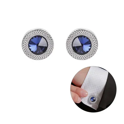 £3.38 • Buy Women Blue White Cufflinks Crystal Cuff Links Shirt Button Charm Jewelry