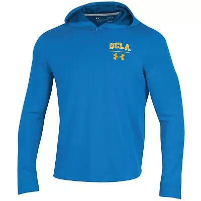 UCLA Bruins Under Armour Powder Keg Blue 1/4 Zip Sideline Waffle Hoodie Pullover • £105.32