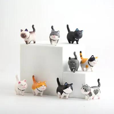 1 Set 9 Cute Cheese Cat Cake Topper Decor Ornament Figures Figurines Toy 6-7cm • £11.99