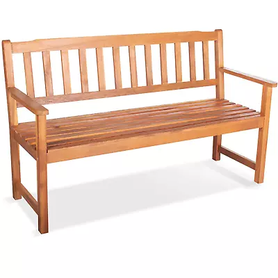 3 Seater Wooden Garden Bench Chair Acacia 150cm Traditional Patio Seat • £108