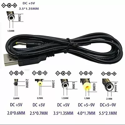 USB To DC 5.5mm X 2.1mm 5.5mm X 2.5mm 3.5mm X 1.35mm 5V Cord Jack Power Cable US • $6.99