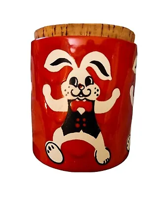 Vtg Waechtersbach Red Kitschy Bunny Canister Treat Jar W Cork Lid Rare Germany • $39.99