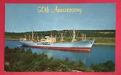 Postcard Cape Cod Canal 50th Anniversary Rita Maersk Cargo Ship C1964 • $4.99