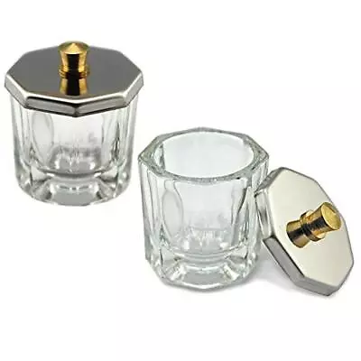 2 Pieces Mini Glass Dappen Dish With Stainless Steel Lid Nail Art Acrylic Pow... • $13.36