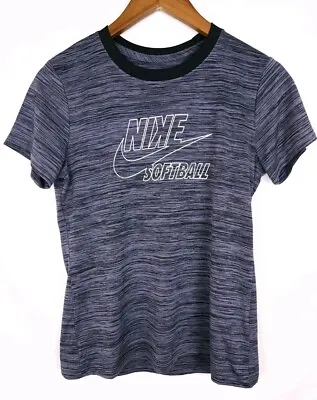 Nike Tee Dri-Fit Heathered Gray Softball Athletic Top Short Sleeve - Size Small • £9.50