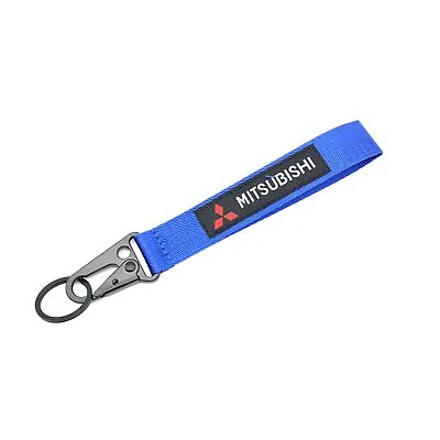 JDM MITSUBISHI Blue Racing Keychain Metal Key Ring Hook Strap Lanyard Nylon • $8