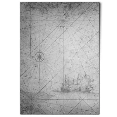 £10.99 • Buy A1 - BW - Vintage Map Boat Pirate Treasure Poster 59.4x84.1cm180gsm Print #36806