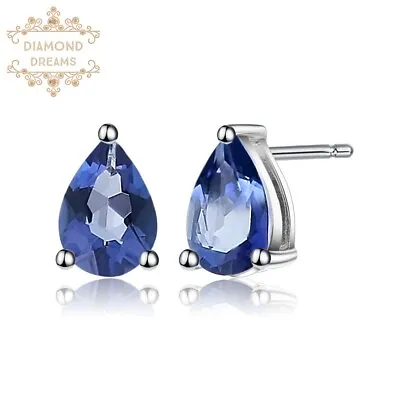 Natural Iolite Blue Mystic Quartz 0.86Ct Solid 925 Sterling Silver Stud Earrings • $24.44