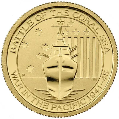 1/10 Oz Australian Battle Of The Coral Sea Gold Coin (Random Year) ON SALE! • $240.06