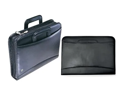 Collins A4 Conference Folder With Retractable Handles Leather Look Black Bt001 • £36.95