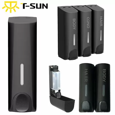 £9.99 • Buy 1/2/3 Black Soap Dispenser Wall Mounted Liquid Bathroom Hand Shower Gel Shampoo