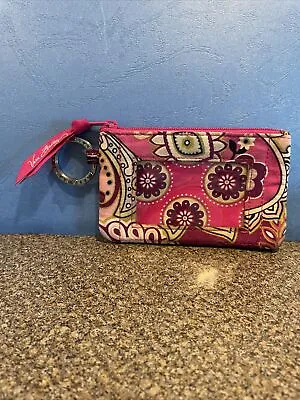 Vera Bradley Very Berry Paisley Logo Key Ring ID Pocket Credit Card Wallet • $6.75