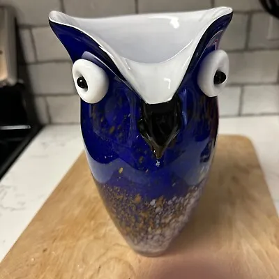 Murano Handblown Artglass Blue Speckled Owl Pitcher • $50