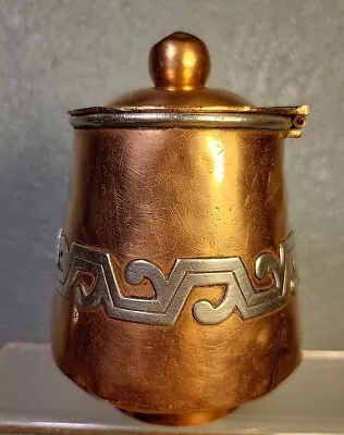 Artesania Mexico Taxco 482 Hammered Copper & Sterling Silver Hinged  Sugar Bowl • $50