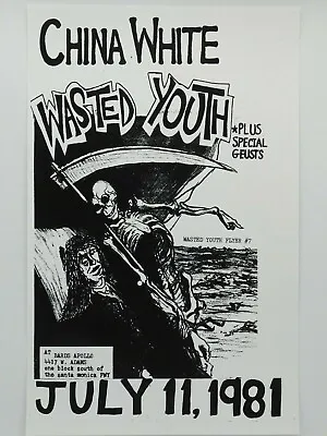 $14.95 • Buy China White Wasted Youth At Bard's Apollo 1981 Vintage La Punk Concert Poster 