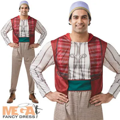 Aladdin Mens Fancy Dress Disney Arabian Prince Fairy Tale Adults Costume + Hat • £29.99