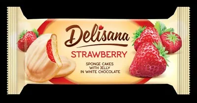 5 X Delisana Jaffa Cakes Strawberry In White Chocolate 135g (Pack Of 5) • £10.99