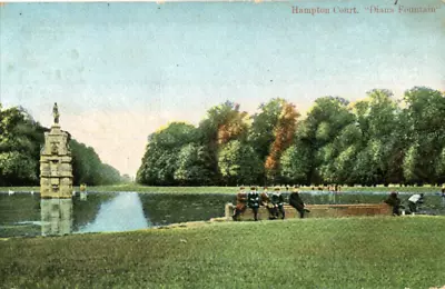 1916 Postcard Diana Fountain Hampton Court Middlesex • £1.50