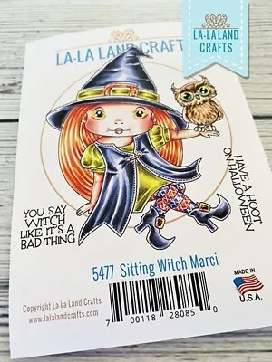 SITTING WITCH MARCI-La-La Land Crafts Cling Rubber Stamp-Stamping Craft-Owl • $12
