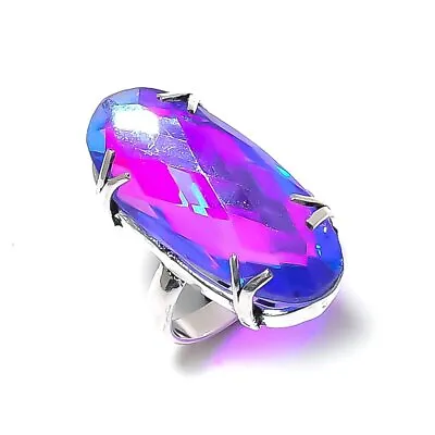 Natural Mystic Topaz Gemstone Handmade 925 Sterling Silver Gift Ring Size 9 P810 • $9.99