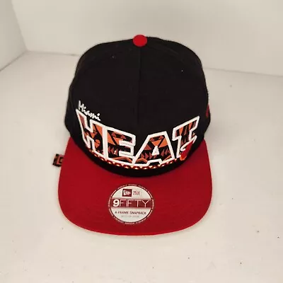 Miami Heat New Era 9Fifty Hat NBA Hardwoods Snapback Black Red - Aztec Tribal • $26