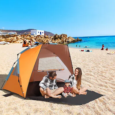 Pop Up Beach Tent Instant Sun Shelter W/ Extended Porch Sandbag & Carry Bag • £41.99