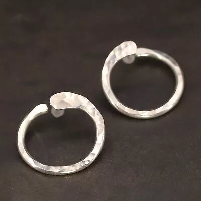 VTG Sterling Silver - MODERNIST Hammered Circle Post Earrings - 7g • $6.50