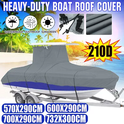 Heavy Duty Center Console T-Top Roof Boat Cover Storage 210D Waterproof Gray • $93.99