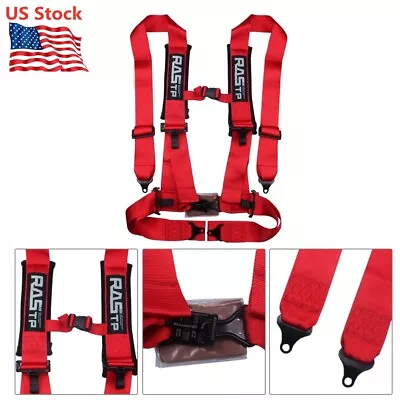 4 Point 3  Racing Style Harness Safety Seat Belt Red 4PT Camlock Quick Release • $51.29