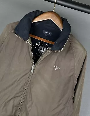 Men’s Medium Gant USA Brown Midlength Zip Up Jacket / Coat Fully Lined • £9.99