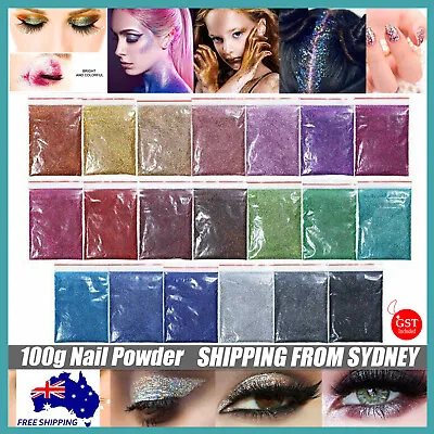$7.95 • Buy 100g Fine Glitter Dust Powder Holographic Iridescent Metallic Body Nail Art AU