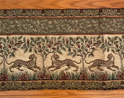 Medieval Leopard TAPESTRY FABRIC Woven 56  X 14  WIDE BORDER Upholstery • $30